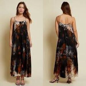 Nation viscose tye dye long spaghetti strap dress med